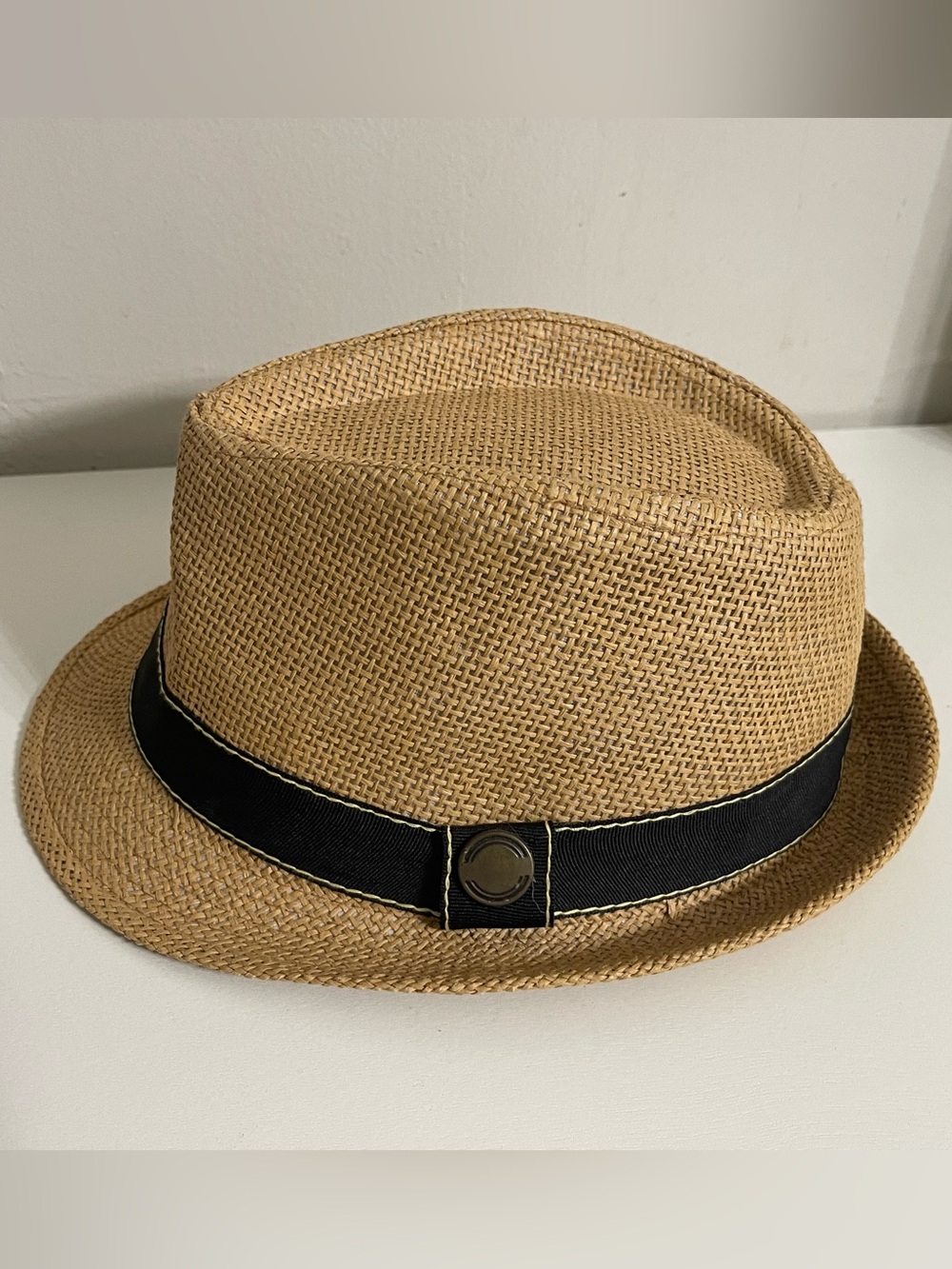 Unisex Straw Fedora with Black Band